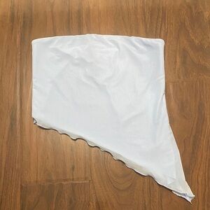 Edikted Asymmetrical Light Blue Mesh Overlay Tube Top